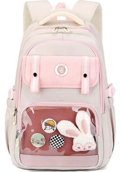 Sevimli Tavşanlı Çok Bölmeli Okul Çanta Seti (Çanta-Beslenme-Kalemlik)
