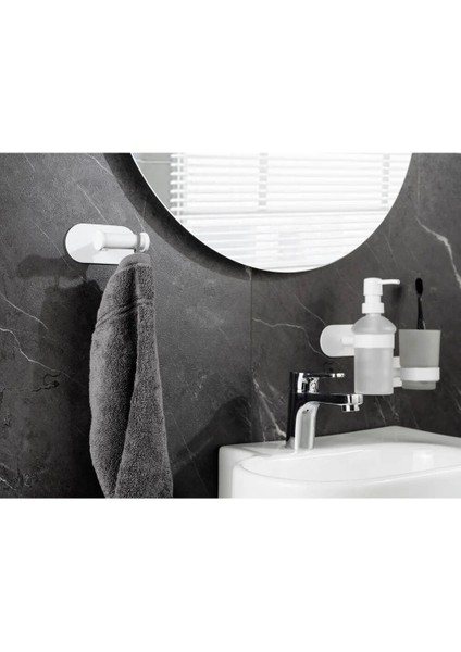 Gbmotion Turbo-Loc® Duo Mod. Orea Beyaz Mat Paslanmaz Çelik Duvar Kancası