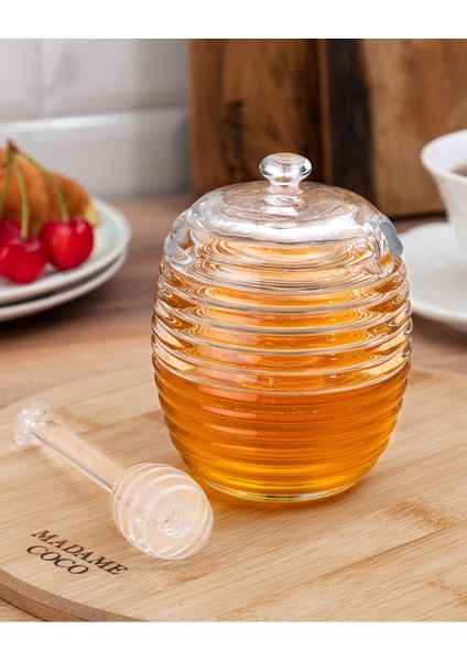 Lorenzo Kaşıklı Cam Bal Kavanozu - 240 ml