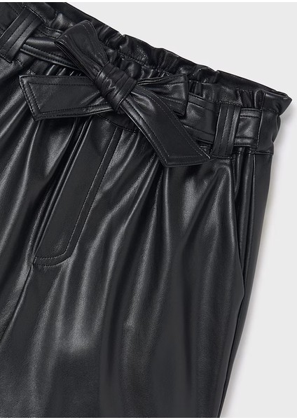 Kız Çocuk Deri Görünümlü Şort 10-14 Yaş Siyah fırsatları