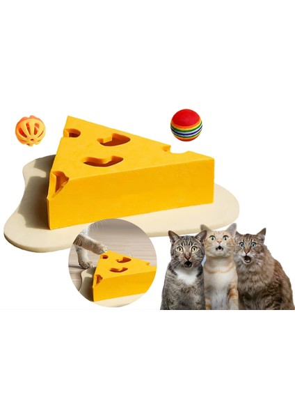 Gissa Eğlenceli Kedi Oyun Evi - Eğlenceli Peynir Dilimi Tasarım, Kedi Oyuncağı ve Tırmalama Evi