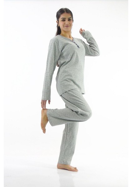 Çiçek Desenli Interlok Pijama Takımı