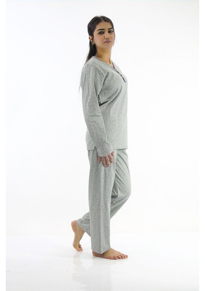 Çiçek Desenli Interlok Pijama Takımı modelleri