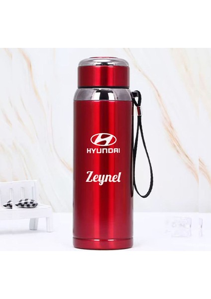 1 Litre Paslanmaz Çelik Araç Baskılı Termos 12 Saat Sıcak Soğuk Tutma Dayanıklı Yapı