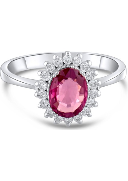 1.54 Karat Pırlanta Rhodolite Yüzük, Gerçek Pırlanta, Sertifikalı Mücevher