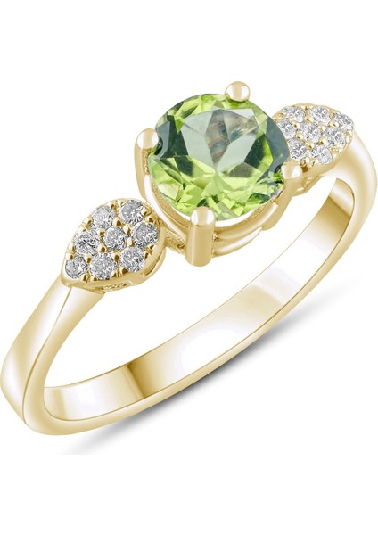 0.86 Karat Pırlanta Peridot Yüzük, Gerçek Pırlanta, Sertifikalı Mücevher fırsatları