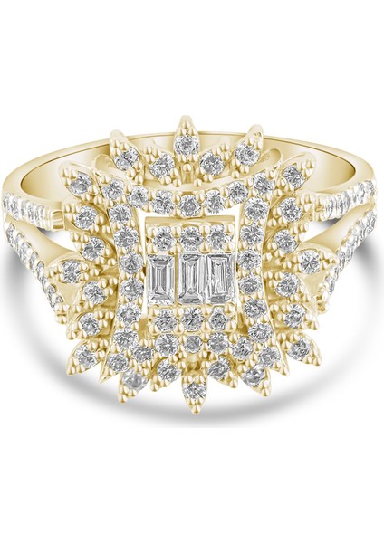 0.94 Karat Baget Pırlanta Yüzük, Gerçek Pırlanta, Sertifikalı Mücevher