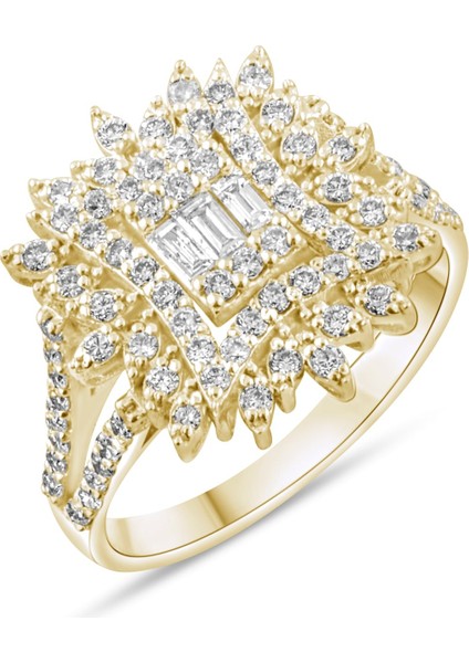 0.94 Karat Baget Pırlanta Yüzük, Gerçek Pırlanta, Sertifikalı Mücevher fırsatları