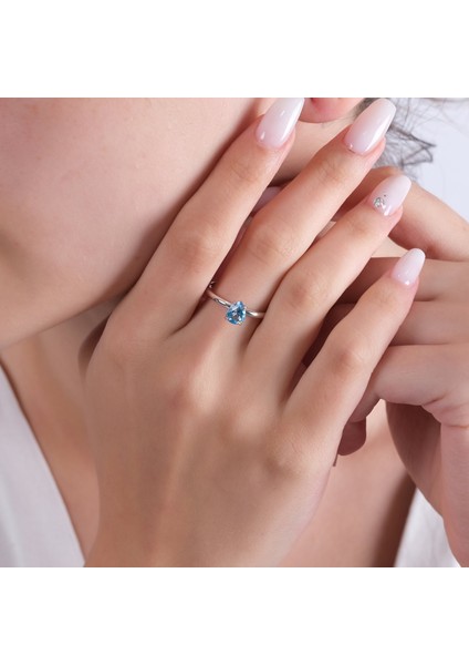 0.76 Karat Blue Topaz Yüzük, Gerçek Doğal Taş, Sertifikalı Mücevher modelleri