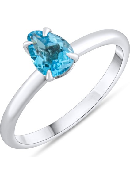 0.76 Karat Blue Topaz Yüzük, Gerçek Doğal Taş, Sertifikalı Mücevher fırsatları