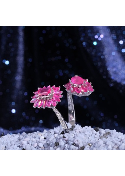 1.95 Karat Pırlanta Yakut Yüzük, Çiçek Figürlü, Gerçek Pırlanta, Sertifikalı Mücevher fırsatları