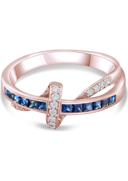 0.63 Karat Pırlanta Safir Yüzük, Gerçek Pırlanta, Sertifikalı Mücevher