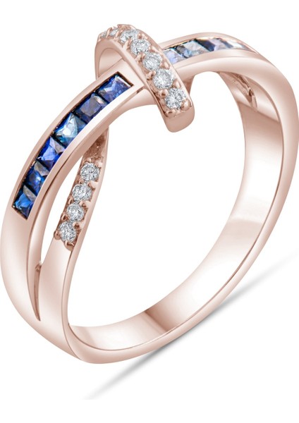 0.63 Karat Pırlanta Safir Yüzük, Gerçek Pırlanta, Sertifikalı Mücevher fırsatları