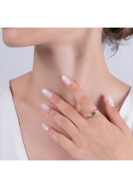 0.86 Karat Pırlanta Peridot Yüzük, Gerçek Pırlanta, Sertifikalı Mücevher modelleri