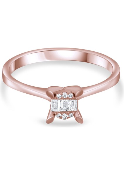 0.11 Karat Baget Pırlanta Yüzük, Gerçek Pırlanta, Sertifikalı Mücevher