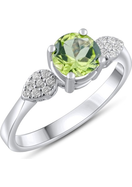 0.86 Karat Pırlanta Peridot Yüzük, Gerçek Pırlanta, Sertifikalı Mücevher fırsatları