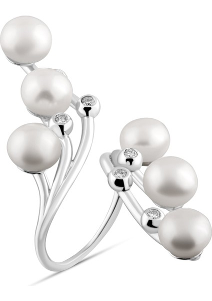 0.19 Karat Pırlanta Inci Yüzük, Gerçek Pırlanta, Sertifikalı Mücevher