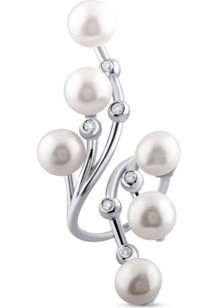 0.19 Karat Pırlanta Inci Yüzük, Gerçek Pırlanta, Sertifikalı Mücevher fırsatları