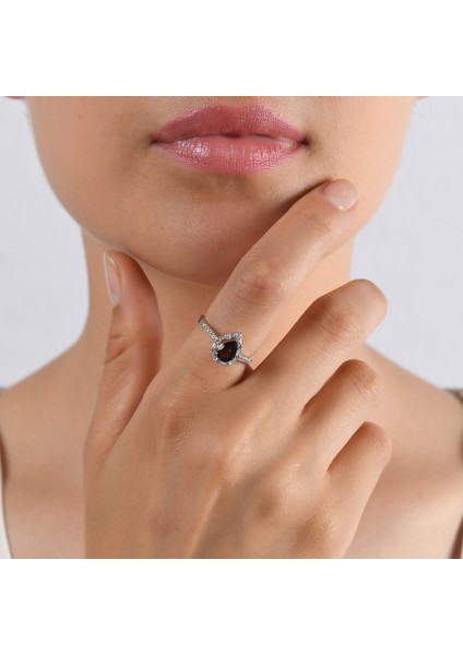 0.99 Karat Pırlanta Garnet Yüzük, Gerçek Pırlanta, Sertifikalı Mücevher modelleri