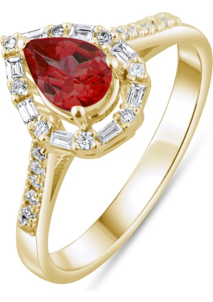 0.99 Karat Pırlanta Garnet Yüzük, Gerçek Pırlanta, Sertifikalı Mücevher fırsatları