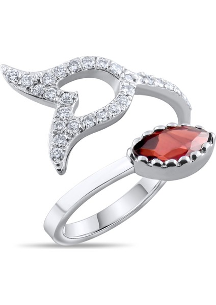 1.17 Karat Pırlanta Garnet Yüzük, Gerçek Pırlanta, Sertifikalı Mücevher