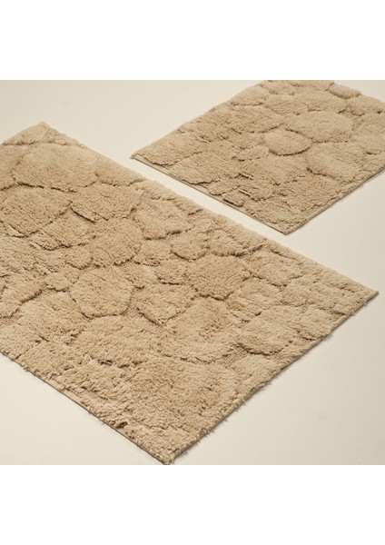 2'li Banyo Paspas Takımı Bej- Açık Kahve Hann Rocks
