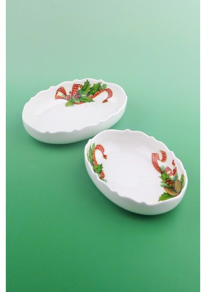 Christmas Cones Ikili Porselen Kayık Tabak fiyatları