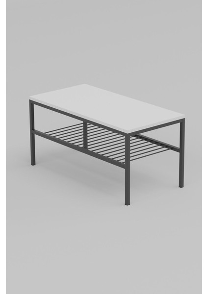 Omvo Metal Orta Sehpa | 2 Raflı Orta Sehpa Beyaz