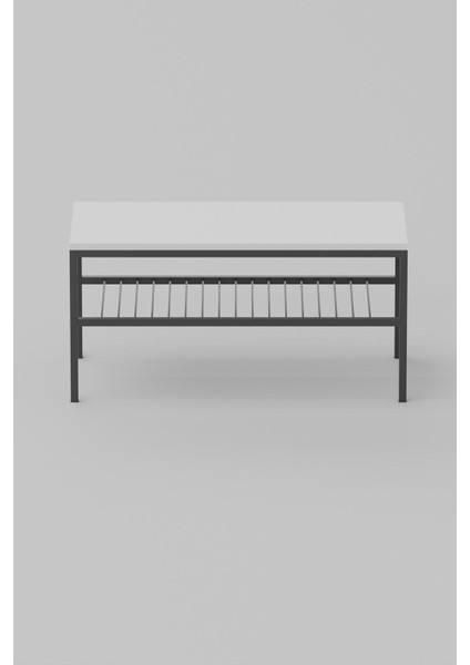 Omvo Metal Orta Sehpa | 2 Raflı Orta Sehpa Beyaz