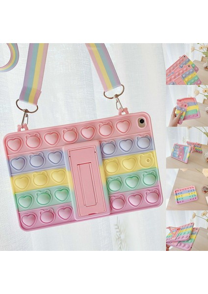 Samsung Galaxy Tab A7 10.4 T500 Çocuklar Için Standlı ve Askılı Hasara Dayanıklı Bubble Kılıf