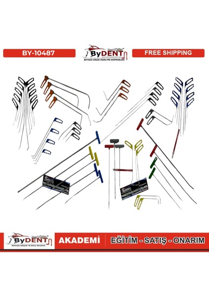 Pdr Boyasız Göçük Düzeltme 55 Parça Krom Kaplama Parlak pro Çubuk Seti