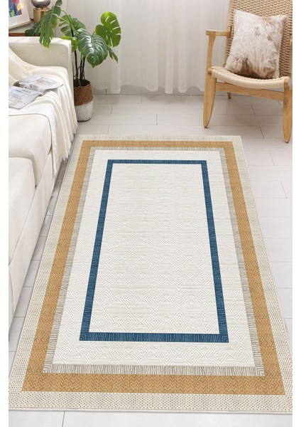 Modern Çerçeve Desenli Dekoratif Kaymaz Taban Yıkanabilir Salon Halısı fiyatları