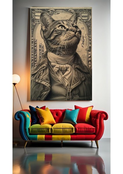 Kedi Parası Dolar Ev Duvar Salon Güzellik Salonu Ofis Dükkan Dekarasyon Kanvas Tablo