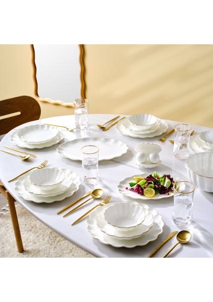 Fine Pearl Extra Shell 55 Parça 12 Kişilik Yemek Takımı Gold
