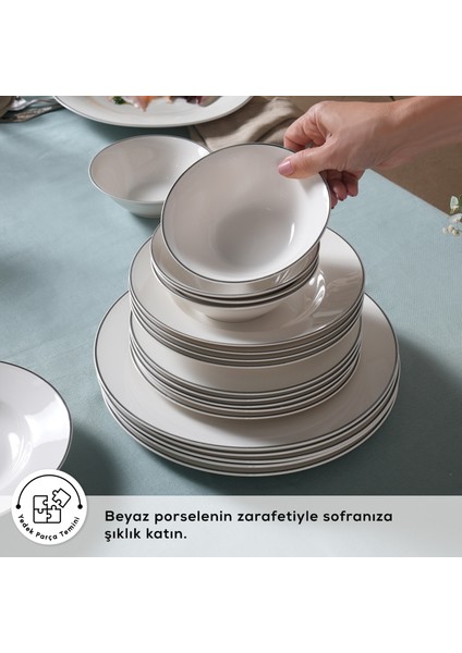 Elegance Bone Rebeca 24 Parça 6 Kişilik Yemek Takımı Platin indirimleri