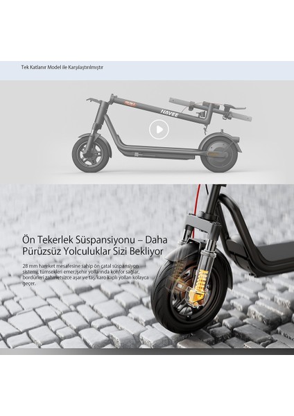 V50i Pro 2 Elektrikli Scooter - Amortisörlü 50 Km Menzil 700W - Tcs- Ipx5 - Doubleflip