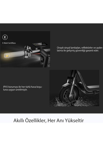 V50i Pro 2 Elektrikli Scooter - Amortisörlü 50 Km Menzil 700W - Tcs- Ipx5 - Doubleflip