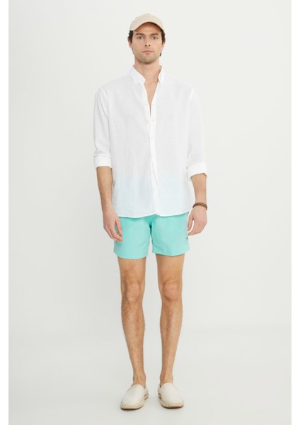 Erkek Mint Standart Fit Normal Kesim Hızlı Kuruyan Yan Cepli Desenli Mayo indirimleri