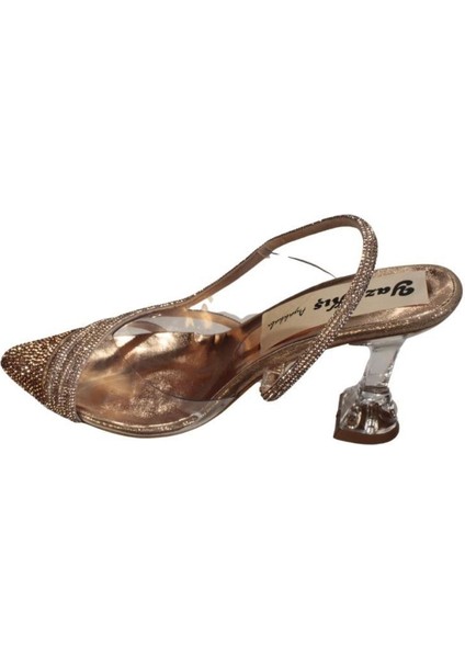 Yazkış Kadın Platin Gümüş Şeffaf Üzeri Taşlı Sivri Burun 9cm Kadeh Topuk Düğün Nişan Abiye Ayakkabı modelleri