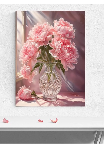 Pink Bloom, Pembe Şakayık Natürmort Çiçek Poster - Afiş - Dekoratif Duvar Poster
