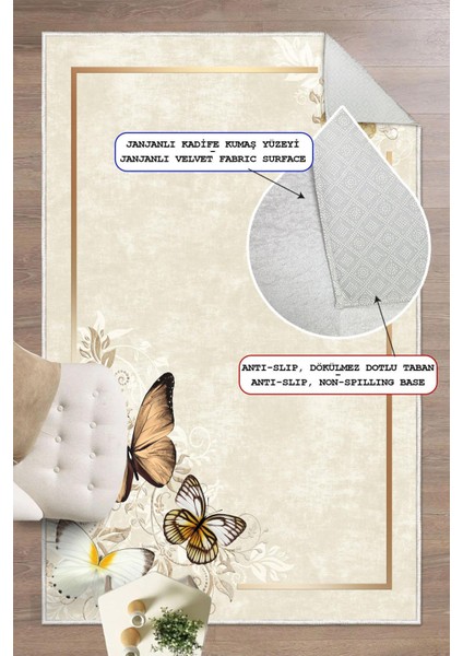 Dijital Baskılı Dekoratif Kaymaz Taban Yıkanabilir Kelebek Desen Halı Salon Halısı Yolluk Mutfak Halısı fiyatları