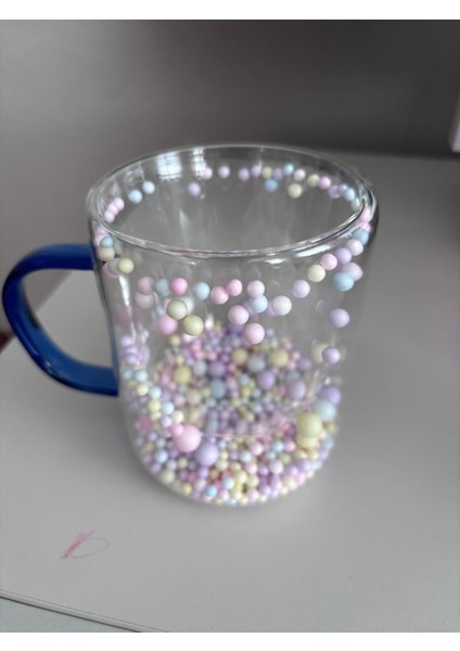 Renkli Toplu Çift Çidarlı Kulpları Renkli Yuvarlak Bardak