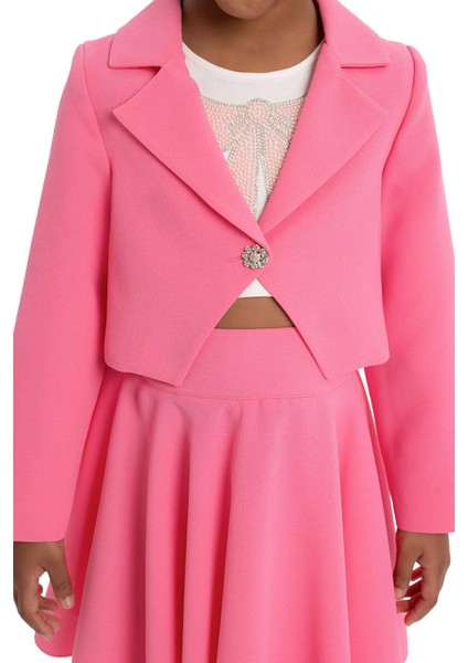 Kız Çocuk Blazer Etekli Takım 3-7 Yaş Pembe modelleri