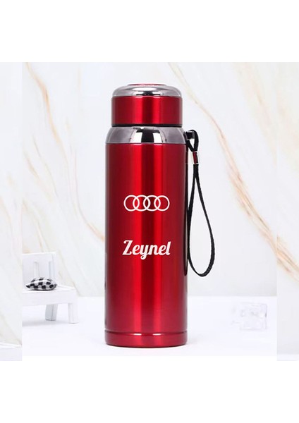 1 Litre Paslanmaz Çelik Araç Baskılı Termos 12 Saat Sıcak Soğuk Tutma Dayanıklı Yapı