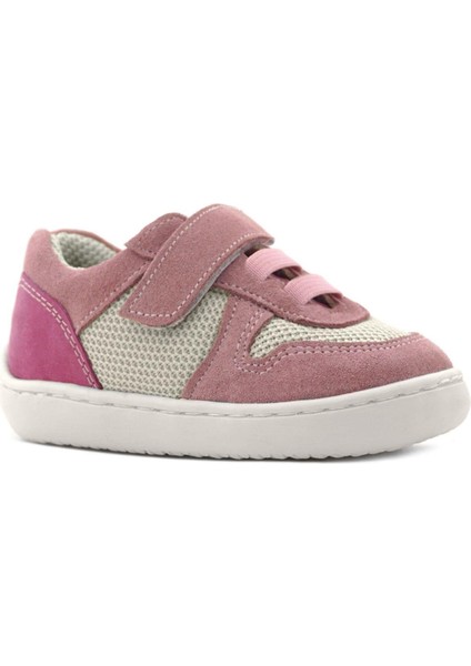 Bob Hakiki Deri Pudra Pembe Barefoot Cırtlı Lastikli Bebek Sneaker Ayakkabı