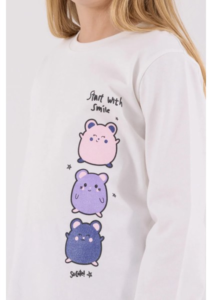 Rolypoly Kız Çocuk Pijama Takım 2-8 Yaş Beyaz modelleri
