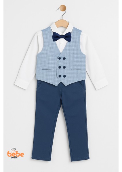 Erkek Çocuk Damatlık Takım 4’lü Set –papyonlu Yelek, Gömlek ve Pantolon –düğün ve Özel Gün Kıyafeti fırsatları