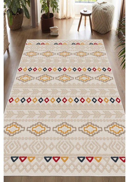 Dijital Baskılı Dekoratif Kaymaz Taban Yıkanabilir Kilim Desenli Salon Halısı