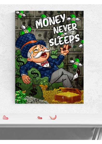 Money Never Sleeps, Para Uyumaz, Zengin Baba Motivasyon Poster - Afiş, Ofis,çalışma Odası Dekorasyon