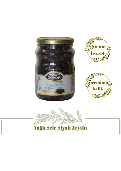 Çobanoğlu Yağlı Sele Siyah Zeytin - Cam Kavanoz
